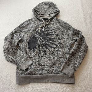 Ring of Fire Gray Hoodie Chief Headress Design Men's Size Small
